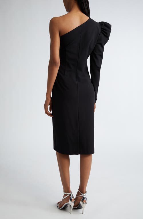 Shop Max Mara Falda One-shoulder Knit Dress In Black