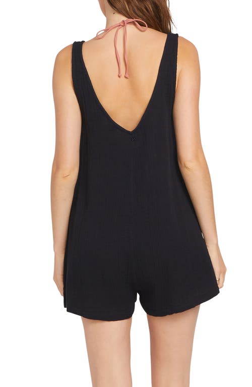 Shop Volcom Hang Loose Cotton Cover-up Romper In Black