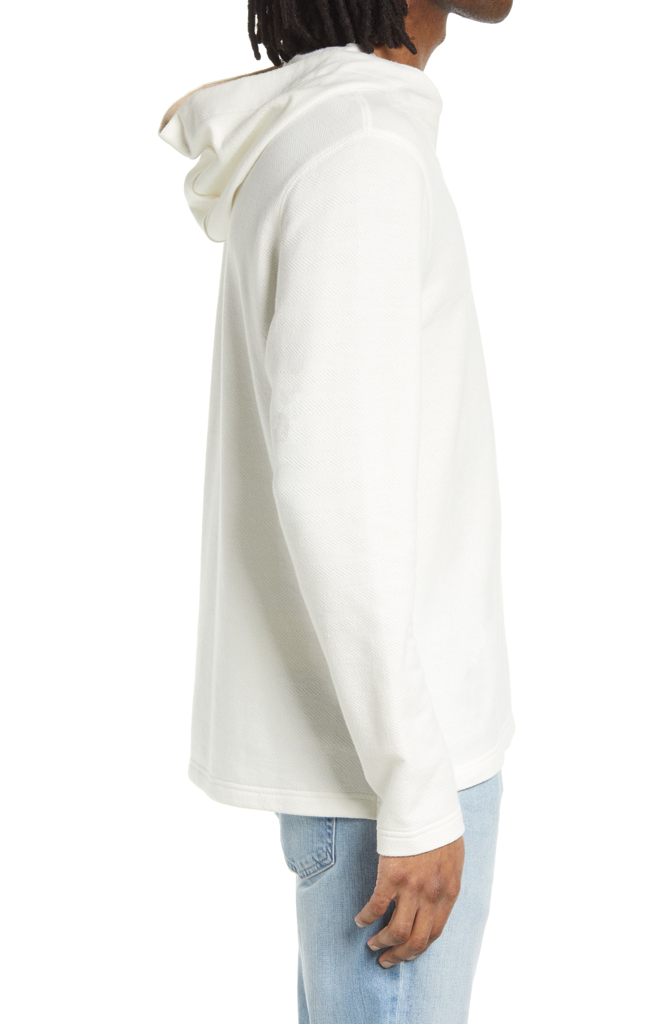 Treasure \u0026 Bond Men's Cotton Blend Beach Hoodie in Ivory Herringbone at Nordstrom, Size Medium