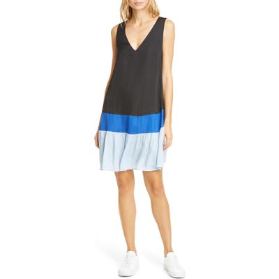 Dolan Pierce Colorblock V-Neck Shift Dress, Black