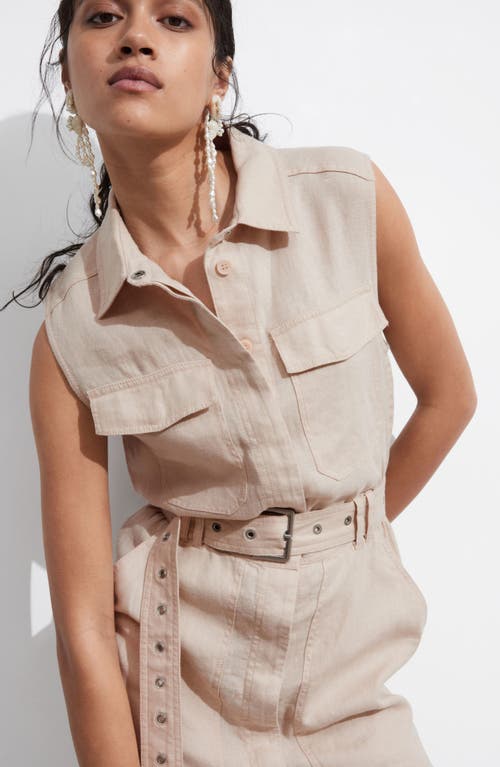 Shop & Other Stories Sleeveless Linen Shirtdress In Beige Dusty Light