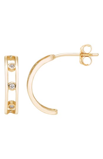 A & M A&m 14k Gold Square Link Huggie Hoop Earrings