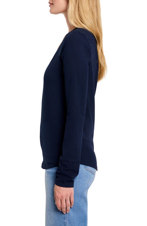 Shop Nzt By Nic+zoe Scoop Neck Long Sleeve T-shirt In Dark Indigo