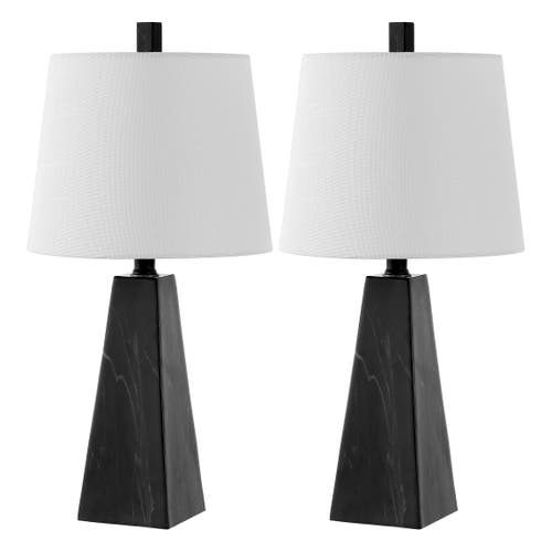 Jonathan Y Owen Table Lamp In Black Marble Finish- Set Of 2