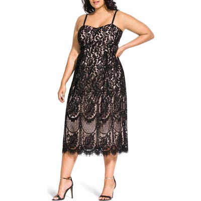 Plus Size City Chic Sweet Darling Lace Cocktail Dress, Black