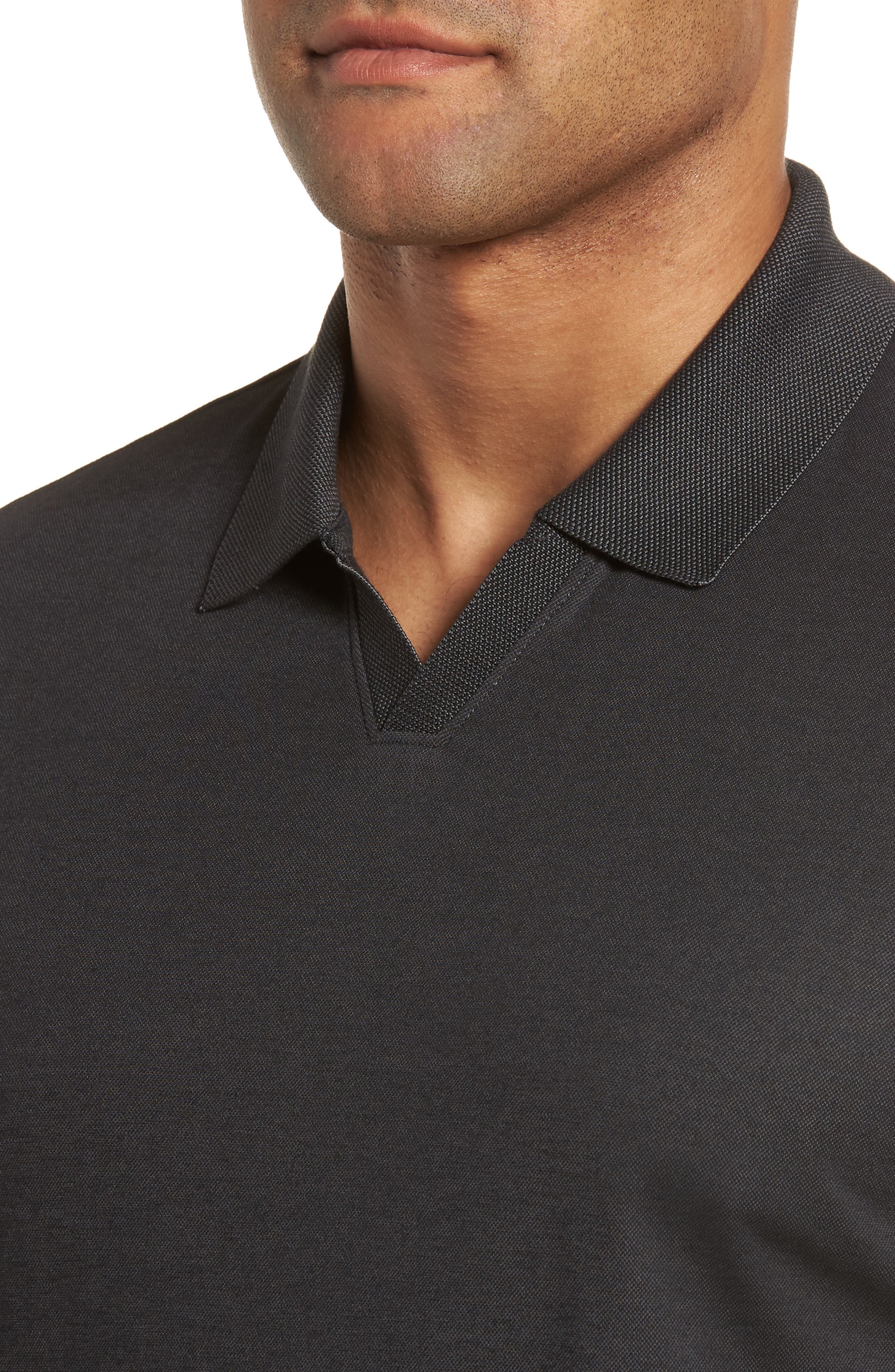 pima cotton johnny collar knit polo