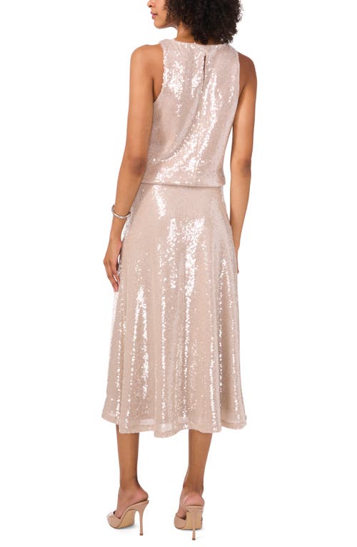 Shop Vince Camuto Sequin Bias Cut Midi Skirt In Rose Gold