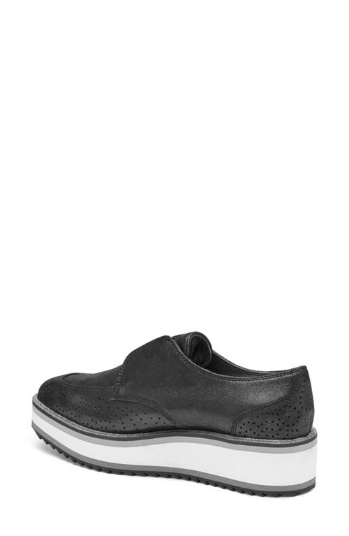 Johnston & Murphy Gracelyn Platform Wedge Derby In Black Metallic Kid Suede