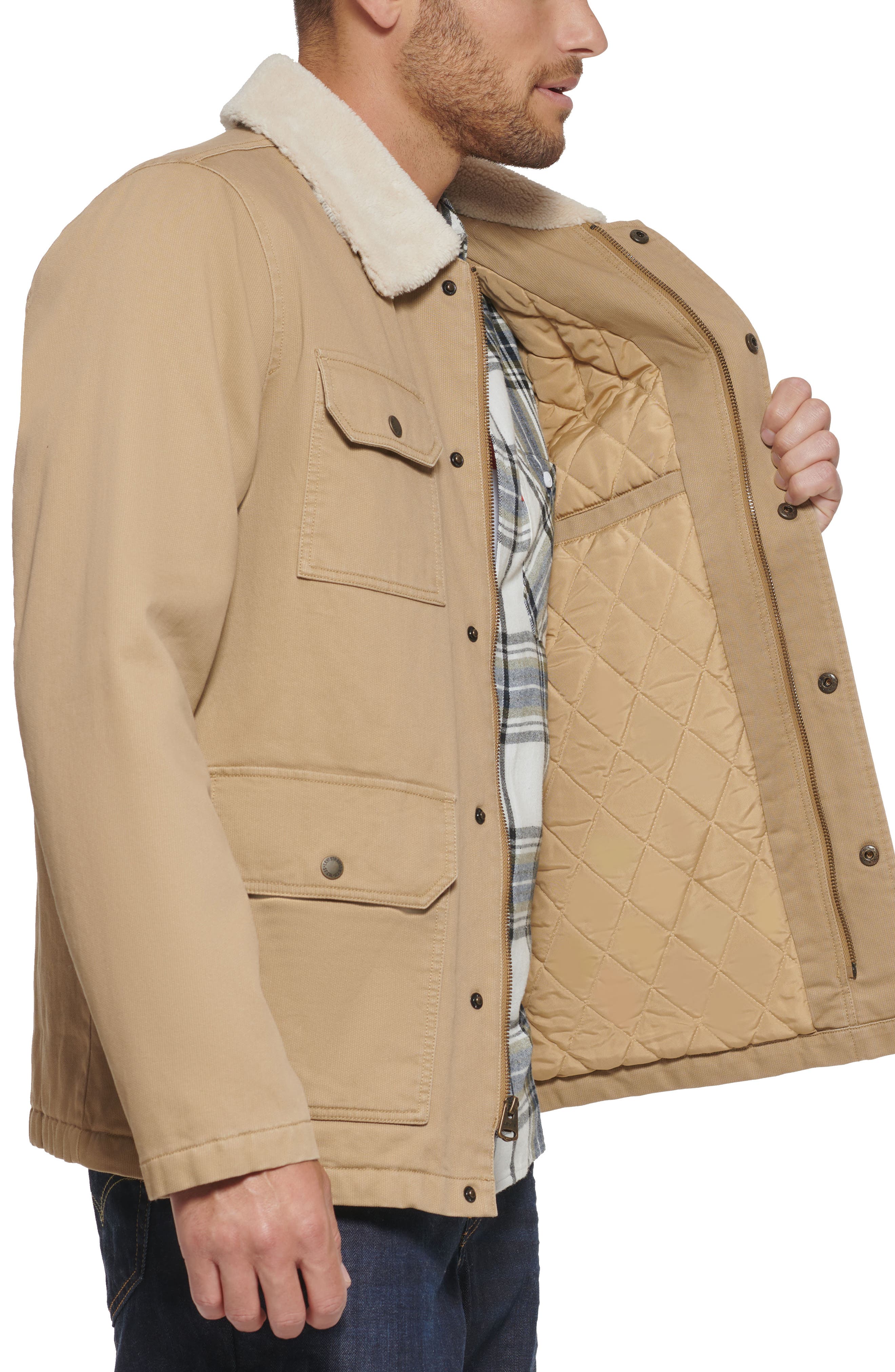 Levi's Bedford Corduroy Utility Jacket with Sherpa Collar Tan XL