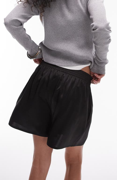 Shop Topshop Satin Boxer Shorts In Black