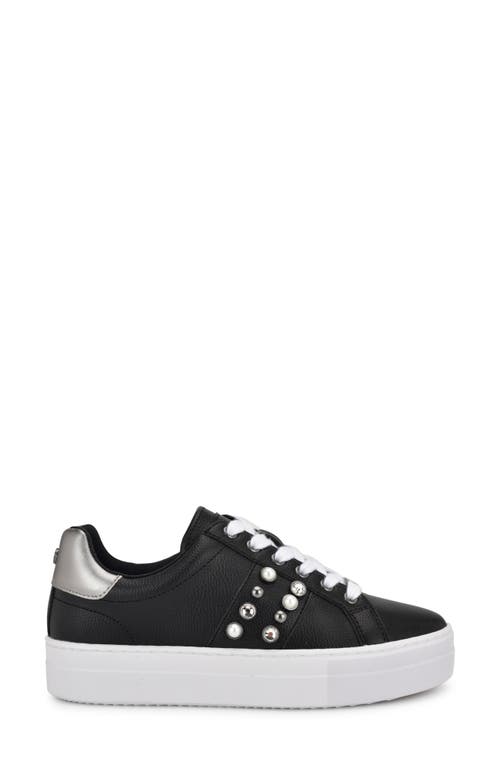 Nine West Gripes Platform Sneaker In Black/pewter