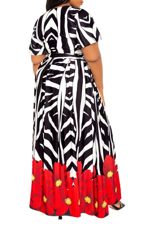 Shop Buxom Couture Animal Print Wrap Crop Top & Maxi Skirt Set In Multi