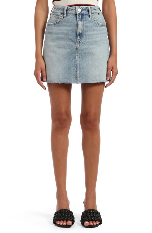 Mavi Jeans Bailey Raw Hem Denim Miniskirt in Bleached Recycled Blue at Nordstrom, Size Large
