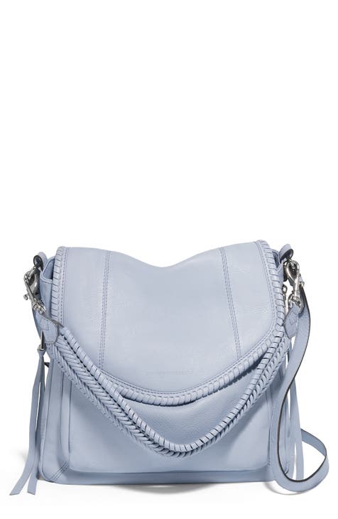 Blue leather clearance handbag