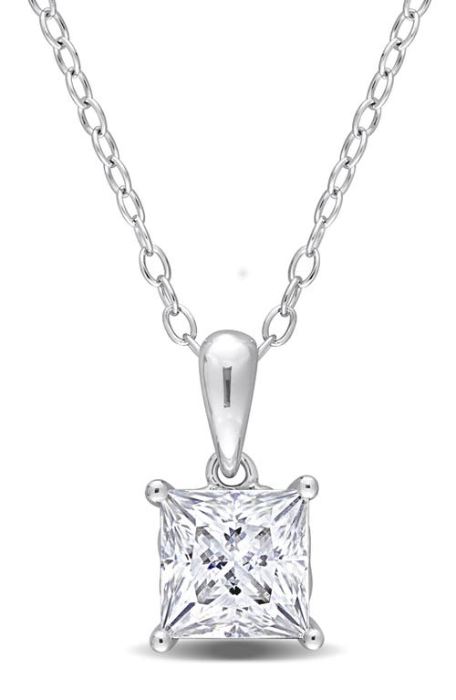 DELMAR DELMAR STERLING SILVER PRINCESS CUT LAB CREATED MOISSANITE PENDANT NECKLACE
