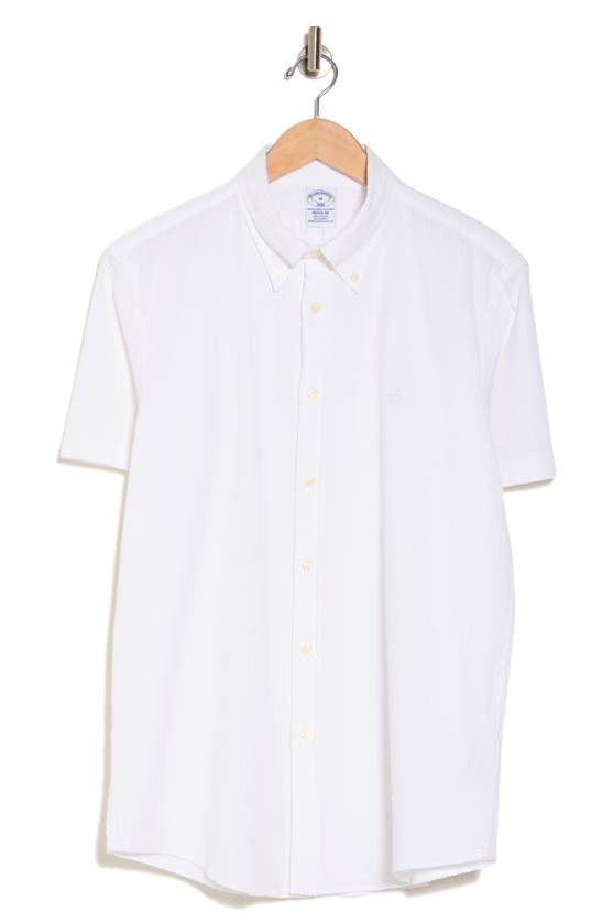 Brooks Brothers Regular Fit Seersucker Dress Shirt In White