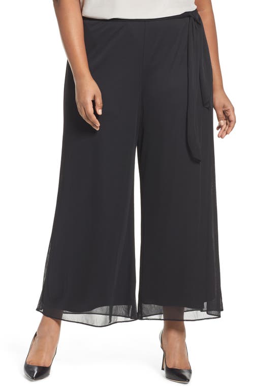 Alex Evenings High Rise Tie Waist Wide Leg Pants Black at Nordstrom,