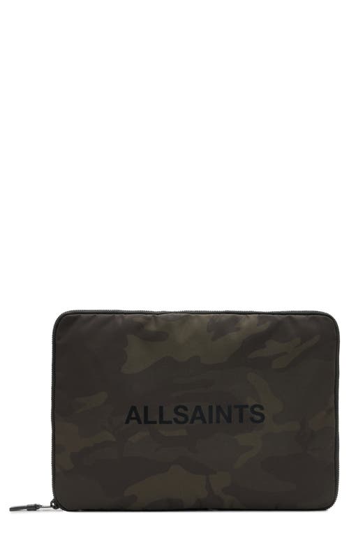 AllSaints Recycled Polyester Laptop Case in Camo Green at Nordstrom