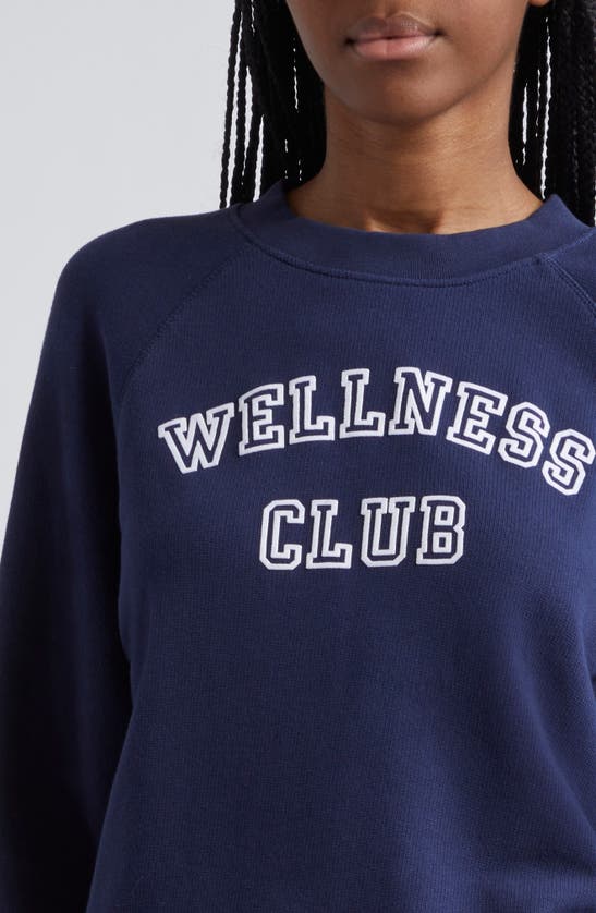 Shop Sporty And Rich Sporty & Rich Wellness Club Crewneck Graphic Sweatshirt In Navy