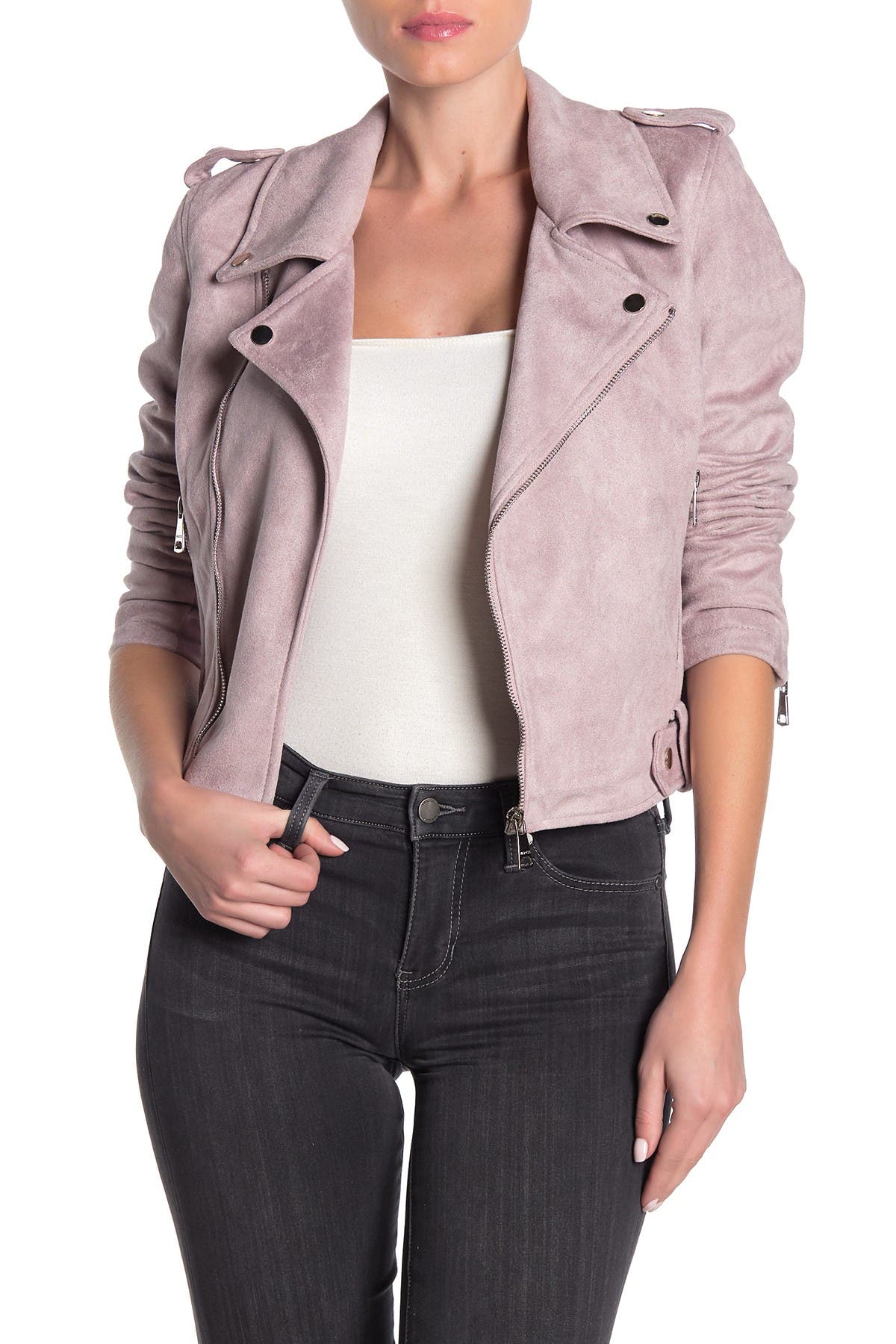 vigoss faux suede moto jacket