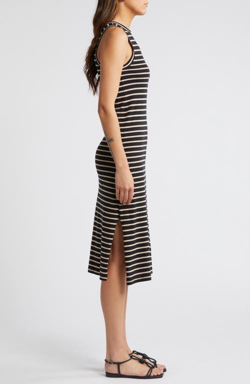 Shop Rails Stripe Cotton Midi Tank Dress In Black Ivory Stripe