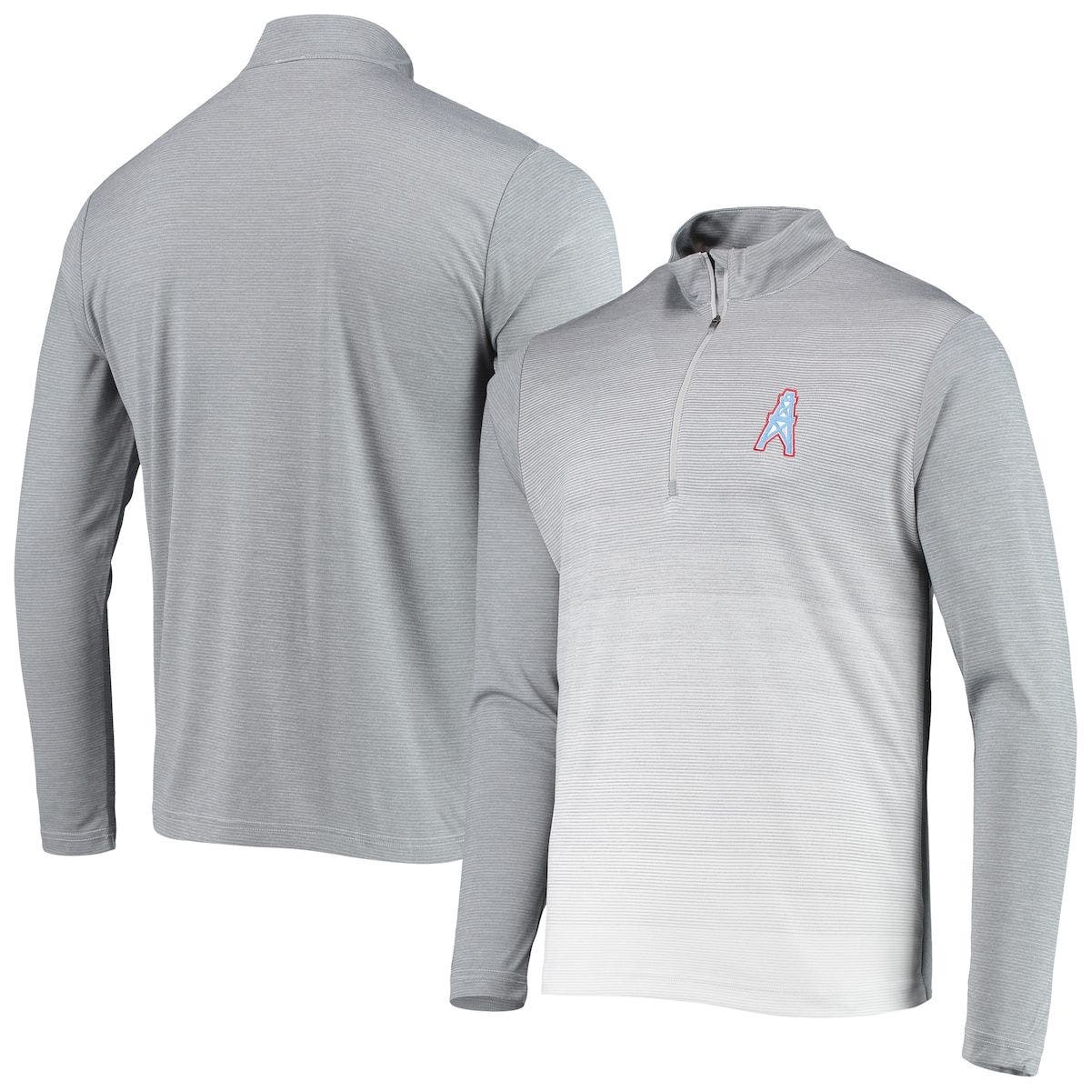 ANTIGUA Men's Antigua Heathered Gray/White Houston Oilers Throwback Cycle Quarter-Zip Jacket in Heather Gray at Nordstrom