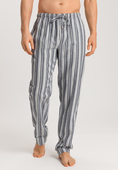 Hanro Men's Cozy Comfort Flannel Pajama Pants In Moonlight Stripe
