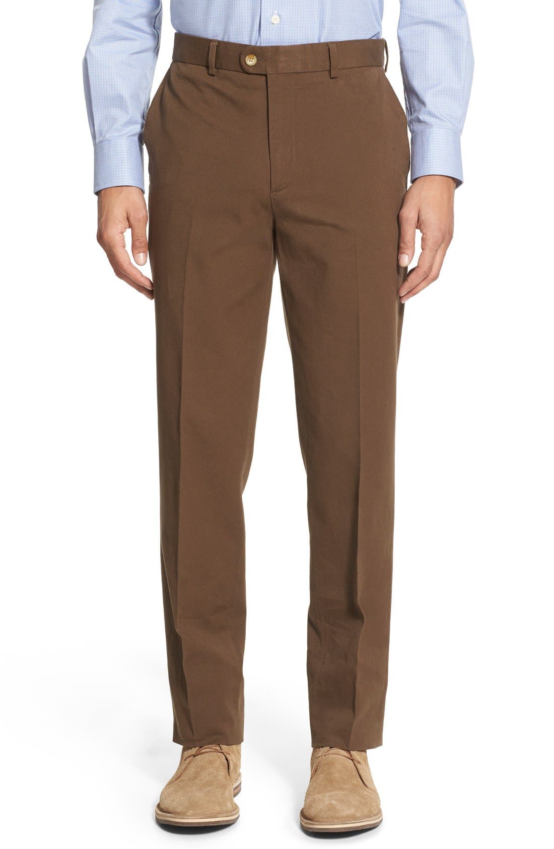 Bensol Trim Fit Stretch Cotton Ottoman Trousers Nordstrom