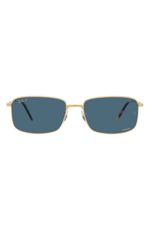 Ray-Ban 60mm Polarized Rectangular Sunglasses in Polar Blue at Nordstrom