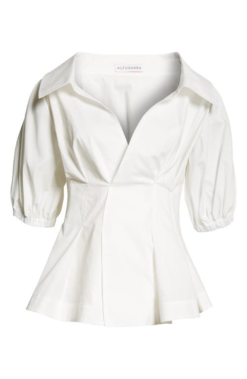 Altuzarra Corteo Puff Sleeve Poplin Top In Optic White