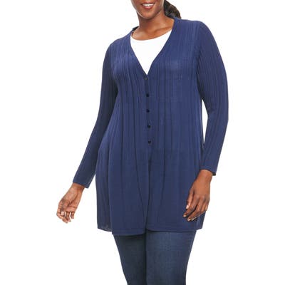 Plus Size Foxcroft Annette Maxi Cardigan, Blue
