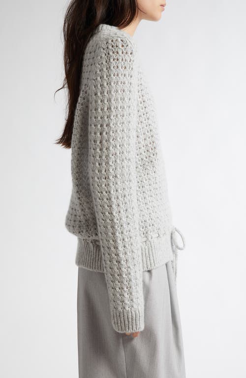 Johnstons Of Elgin Open Knit Donegal Cashmere Sweater In Pale Grey Donegal
