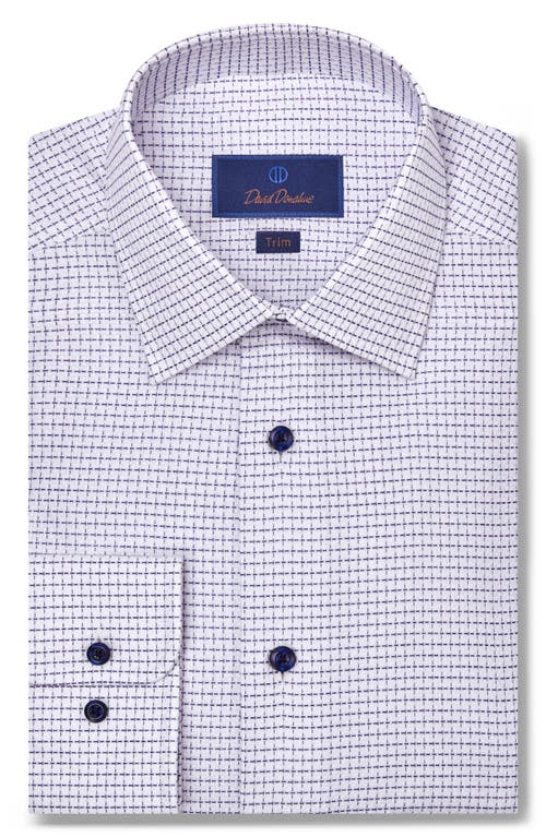 David Donahue Trim Fit Dobby Dot Cotton Dress Shirt In White/navy