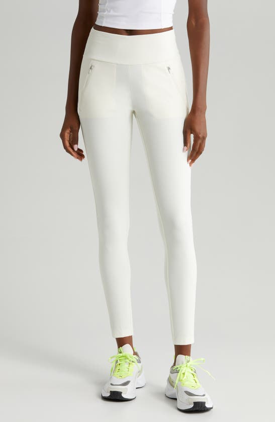 Zella Onward Hybrid Leggings With Pockets In Ivory Egret