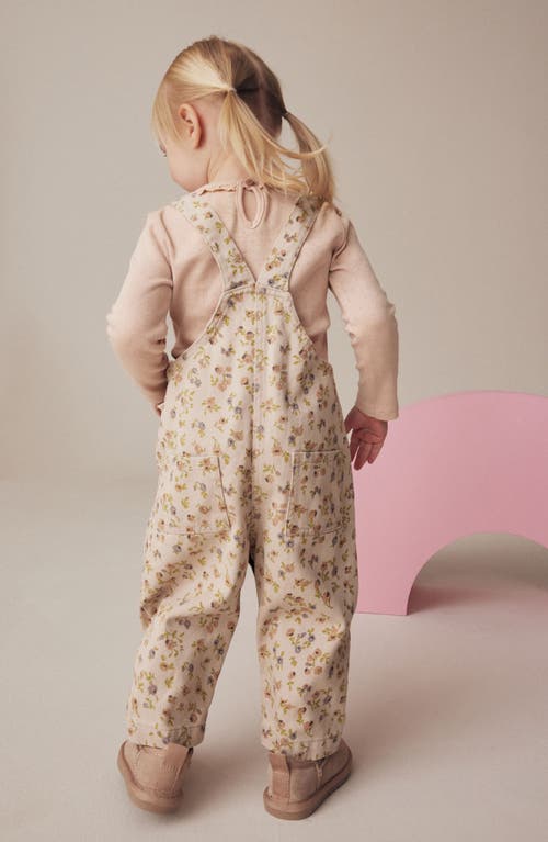 Shop Next Kids' Long Sleeve Cotton T-shirt & Floral Overalls Set In Pink