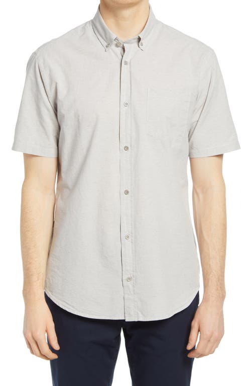 Tact & Stone Plaid Lightweight Organic Cotton Short Sleeve Button-Down Shirt in Heather Grey