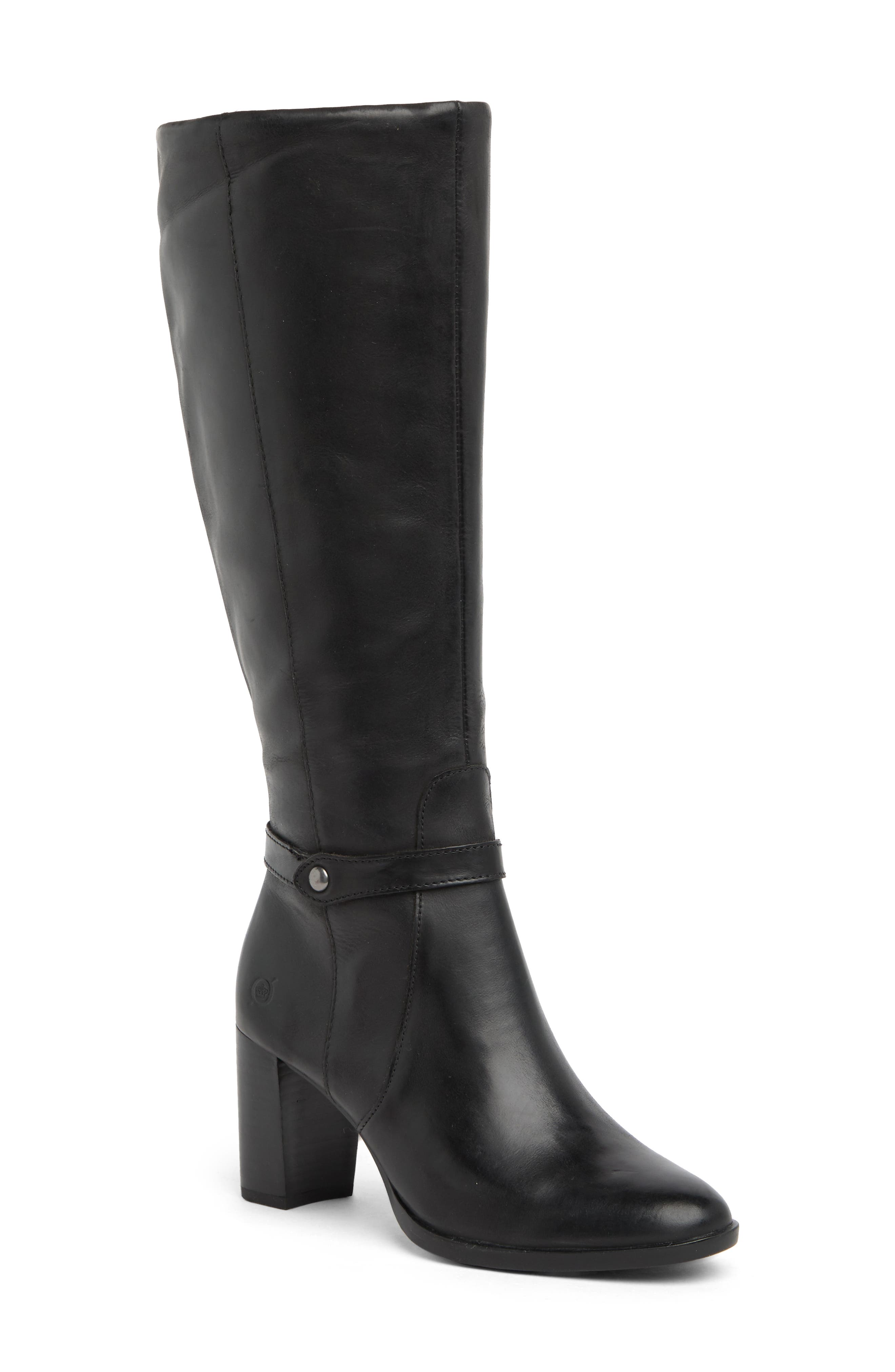 low heel tall black boots