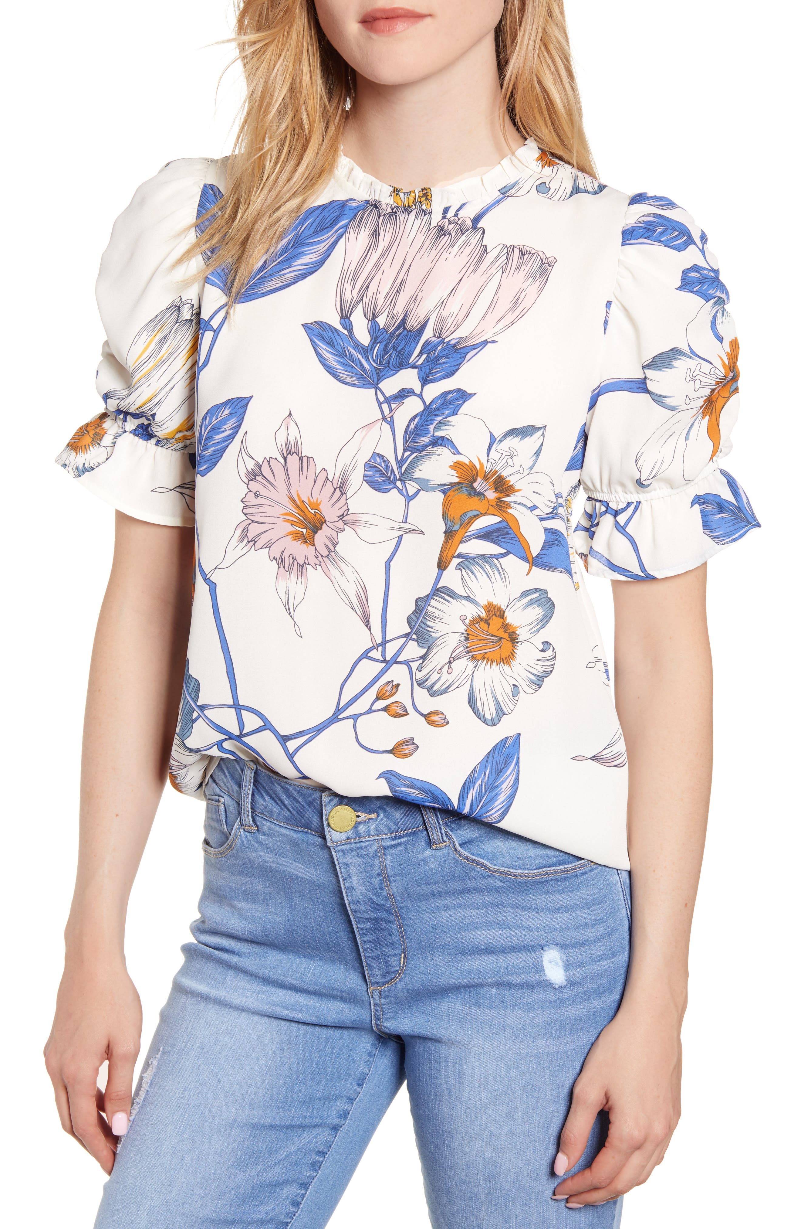  Rebecca Ruffle Puff Sleeve Blouse, Main, color, ST ANSELEM