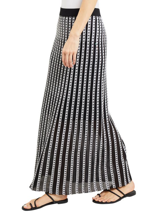 Misook Burnout Stripe A-line Maxi Skirt In Black/white