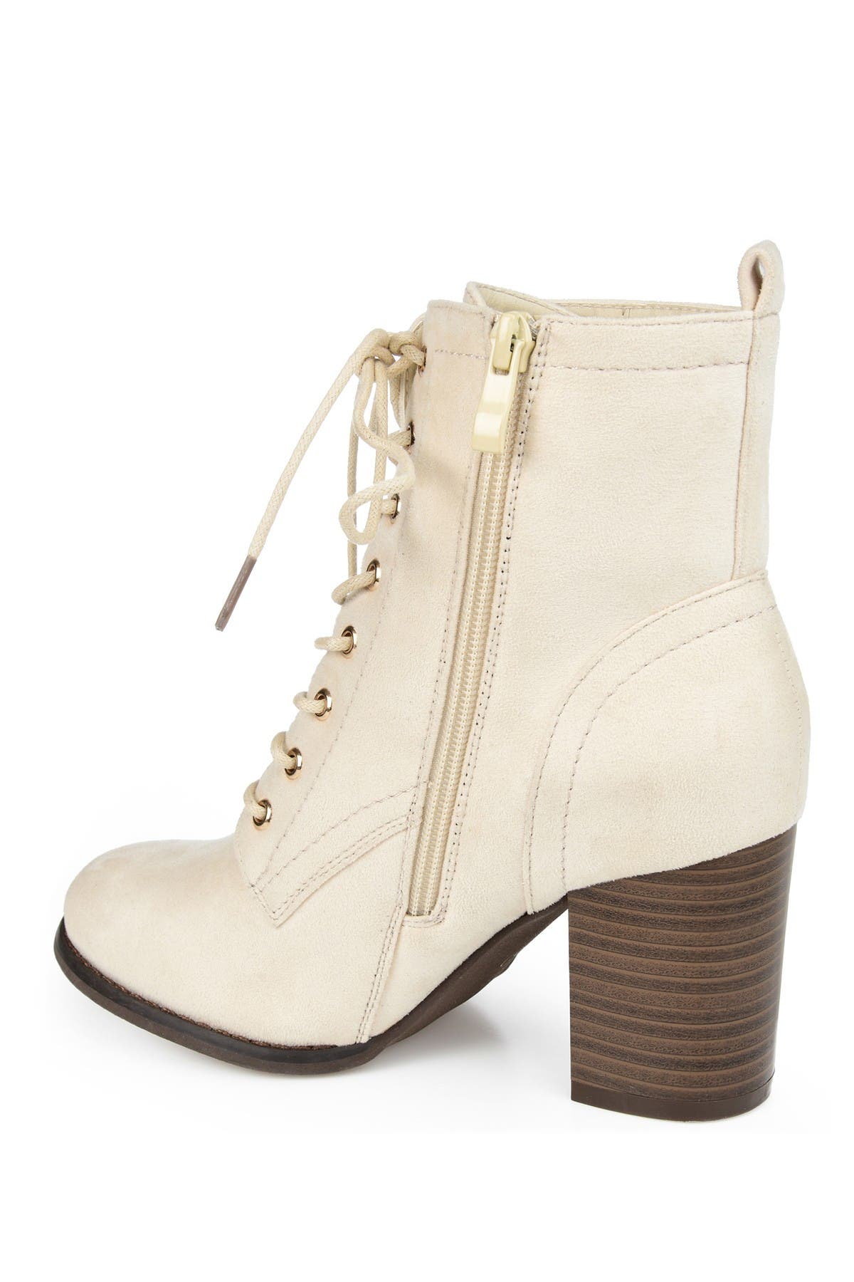Journee Collection Baylor Lace-up Boot In Light Beige