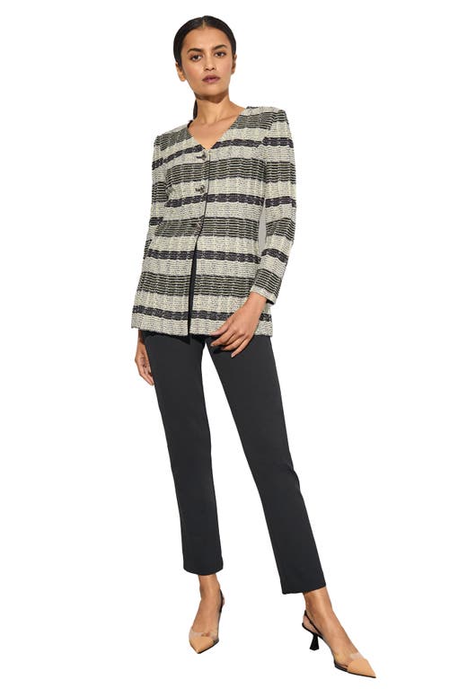 Ming Wang Heritage Fit Textured Knit Jacket In Mink/lemon/lunar Rock