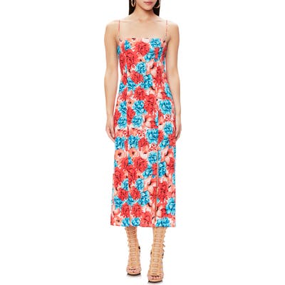 Afrm Yani Floral Slit Midi Sundress, Red
