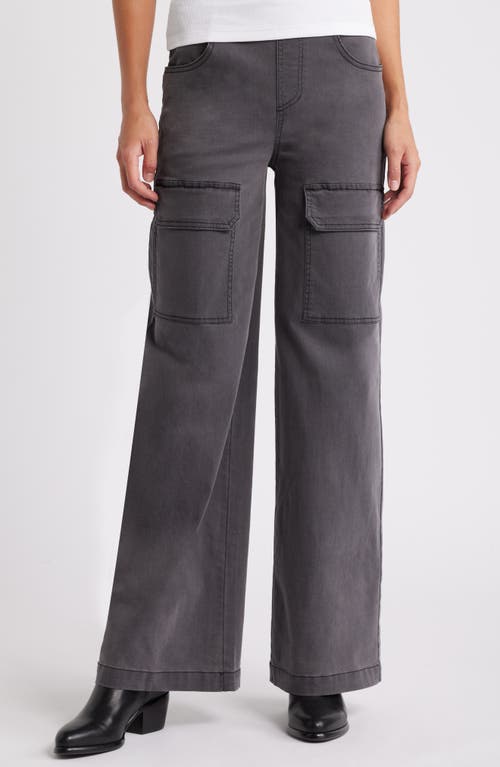 HUE HUE WIDE LEG DENIM PULL-ON CARGO PANTS 