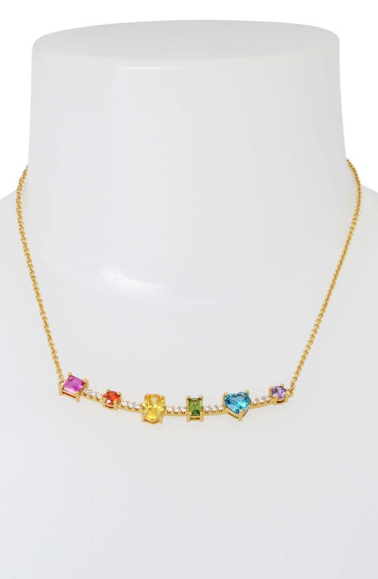 Shop Kurt Geiger Mixed Crystal Frontal Necklace In Multi