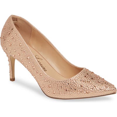Lauren Lorraine Jewel Pointy Toe Pump, Metallic