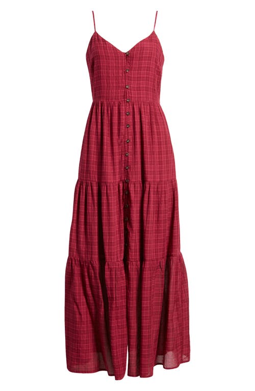 Shop Treasure & Bond Front Button Tiered Maxi Dress In Fuschia Plaid