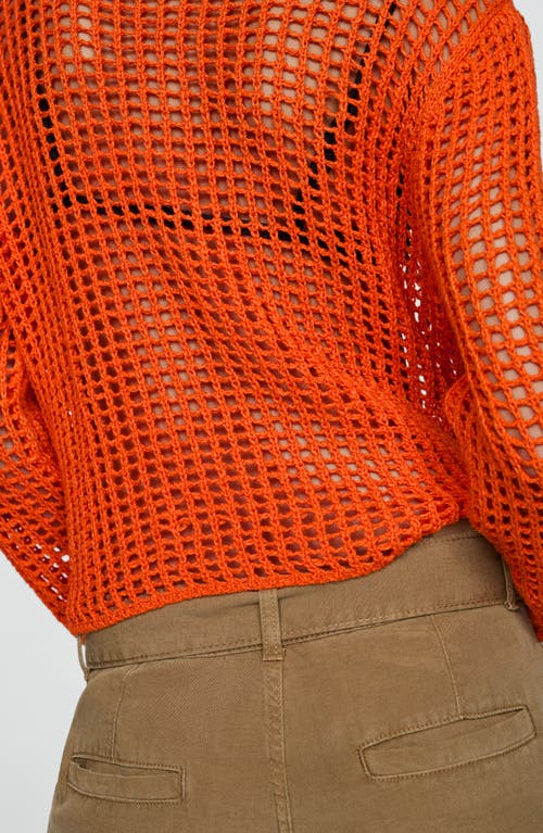 Shop Mango Openwork Sweater In Orange