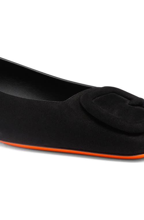 Santoni Maya Suede Buckle Ballerina Flats In Black