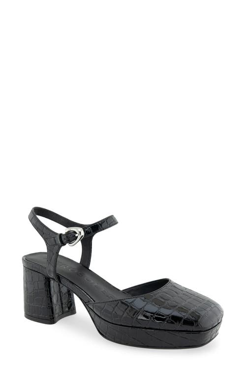 Shop Aerosoles Soir Platform Pump In Black Croco Faux Leather