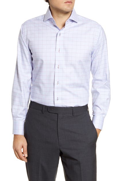 LORENZO UOMO TRIM FIT EASY IRON WINDOWPANE DRESS SHIRT,NF9F196